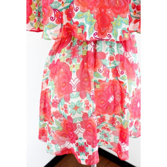 Show Me Your Mumu Casita Off the Shoulder Floral Mini Dress Size XS Red Green - Picture 4 of 8